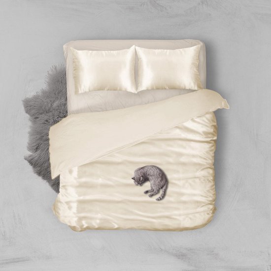 Elegance Silk Dekbedovertrek Glans Satijn - Ivory - 240x200/220cm - Lits Jumeaux - Met 2 Kussenslopen 60x70