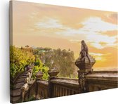 Artaza Canvas Schilderij Aap Op De Uluwatu Tempel In Bali - 120x80 cm - Groot - Wanddecoratie Woonkamer - Schilderijen - Muurdecoratie