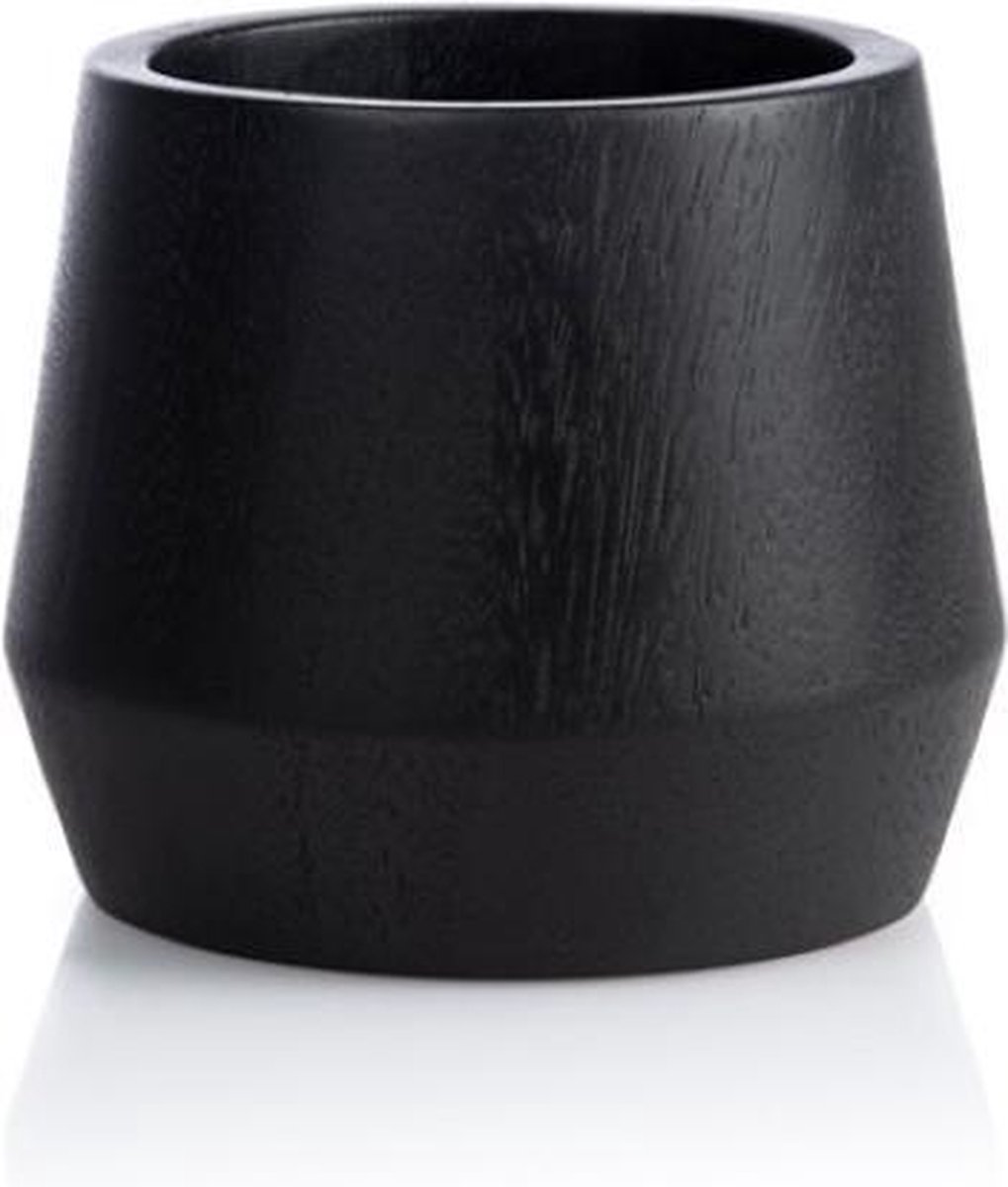 XLBoom - NERO BOWL Pot van zwart rubberhout LAAG - Ø13.5cm x h11.5cm
