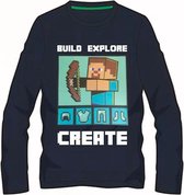 Minecraft T-shirt Lange mouw - blauw - Maat 134 cm / 9 jaar