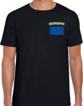 Europe t-shirt met vlag zwart op borst voor heren - Europa landen shirt - supporter kleding S