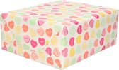 5x Rol Inpakpapier wit  met gekleurde hartjes/snoepjes design - 70 x 200 cm - kadopapier / cadeaupapier