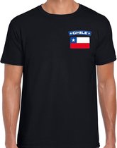 Chile t-shirt met vlag zwart op borst voor heren - Chili landen shirt - supporter kleding M