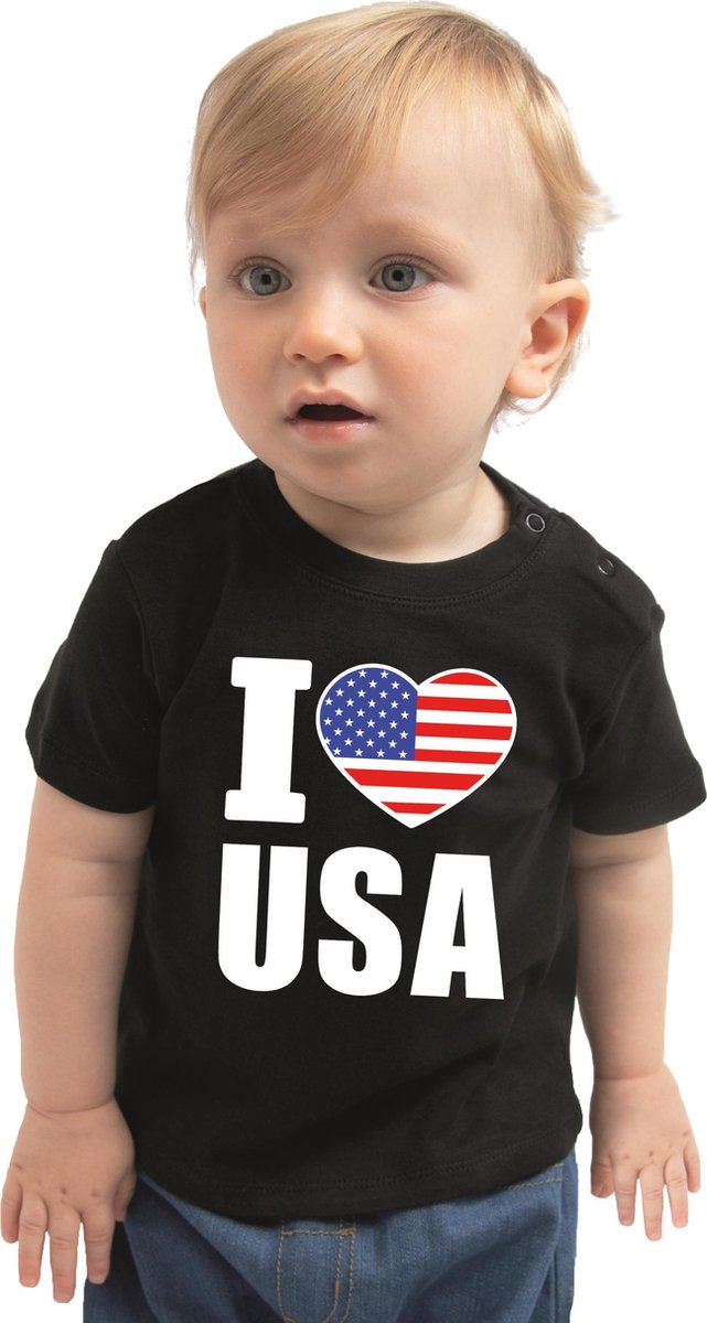 I love USA baby shirt zwart jongens en meisjes - Kraamcadeau - Babykleding - Amerika landen t-shirt 74