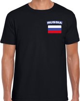 Russia t-shirt met vlag zwart op borst voor heren - Rusland landen shirt - supporter kleding 2XL