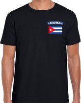 Cuba t-shirt met vlag zwart op borst voor heren - Cuba landen shirt - supporter kleding L