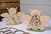 Ugears for kids - Houten 3D puzzel - houten bouwpakket - klok kleuren - 23 onderdelen