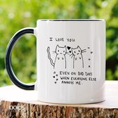 Cat Love You  - Customized mokken en bekers - mokken met tekst - mokken - bekers - cadeautje - cadeau voor vrouw - cadeau vor man - keramiek servies - valentijn cadeautje voor haar - valentij