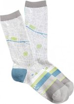 sokken Paris Map katoen grijs/blauw/groen one-size
