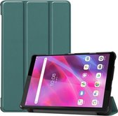 Voor Lenovo Tab M8 3rd Gen Custer Textuur Horizontale Flip Leather Case met Drie-opvouwbare Houder (Donkergroen)