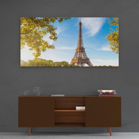 Artaza Tableau sur toile Tour Eiffel à Paris sur l' Water - 120x60 - Groot - Photo sur toile - Impression sur toile