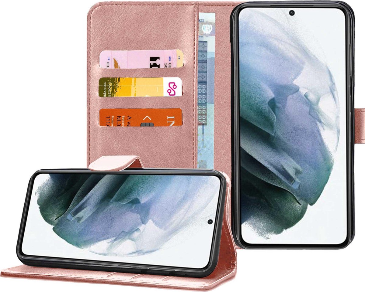 Hoesje geschikt voor Samsung Galaxy S21 Plus - Book Case Portemonnee Hoesje Roségoud