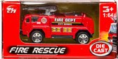 brandweervoertuig bluswagen 7,5 cm staal rood