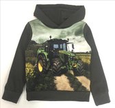groene jongens hoedie met capuchon groene stoere tractor 110/116