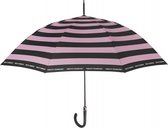 paraplu strepen 112 cm automatisch dames roze/zwart