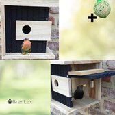 ✿BrenLux® Nestkastje -Vogelvoerderplek - Voederhuisje - Vogel voederhuis  in hout - Hang voerderbak vogels – Voederplek met dak - Inclusief mezenbal - Voederhuisje voor op te hange