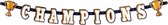 letterslinger Champions 160 cm karton wit/geel/blauw