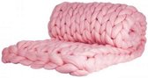 Adorist - Cosima XL Chunky Merino Deken Medium - Babyroze - 100% Merinowol - 100 x 150 cm