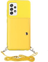 Fel gele softcase Samsung Galaxy A52 - met draagriempje en pasjeshouder
