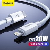 Baseus USB-C-naar Lightning Kabel Voor iPhone & iPad - 150cm - Wit