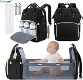 Luiertas Greenure 2 in 1  - multifunctioneel - opvouwbaar - luierkussen - babybedje - verzorgingstas - reistas - rugzak - baby - luier - kussen - babyvoeding - buggytas