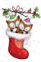 Wild rose studio, Clear stamp, CL499 Foxes in Stocking