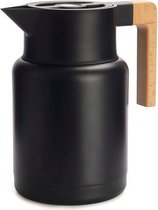 thermoskan 1,3 liter RVS/hout zwart/naturel