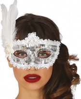 oogmasker met pailletten dames polyester zilver