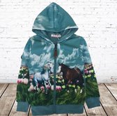 Blauw vest met paarden print