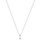 Twice As Nice Halsketting in zilver, roze zirkonia, 3 mm  38 cm+5 cm