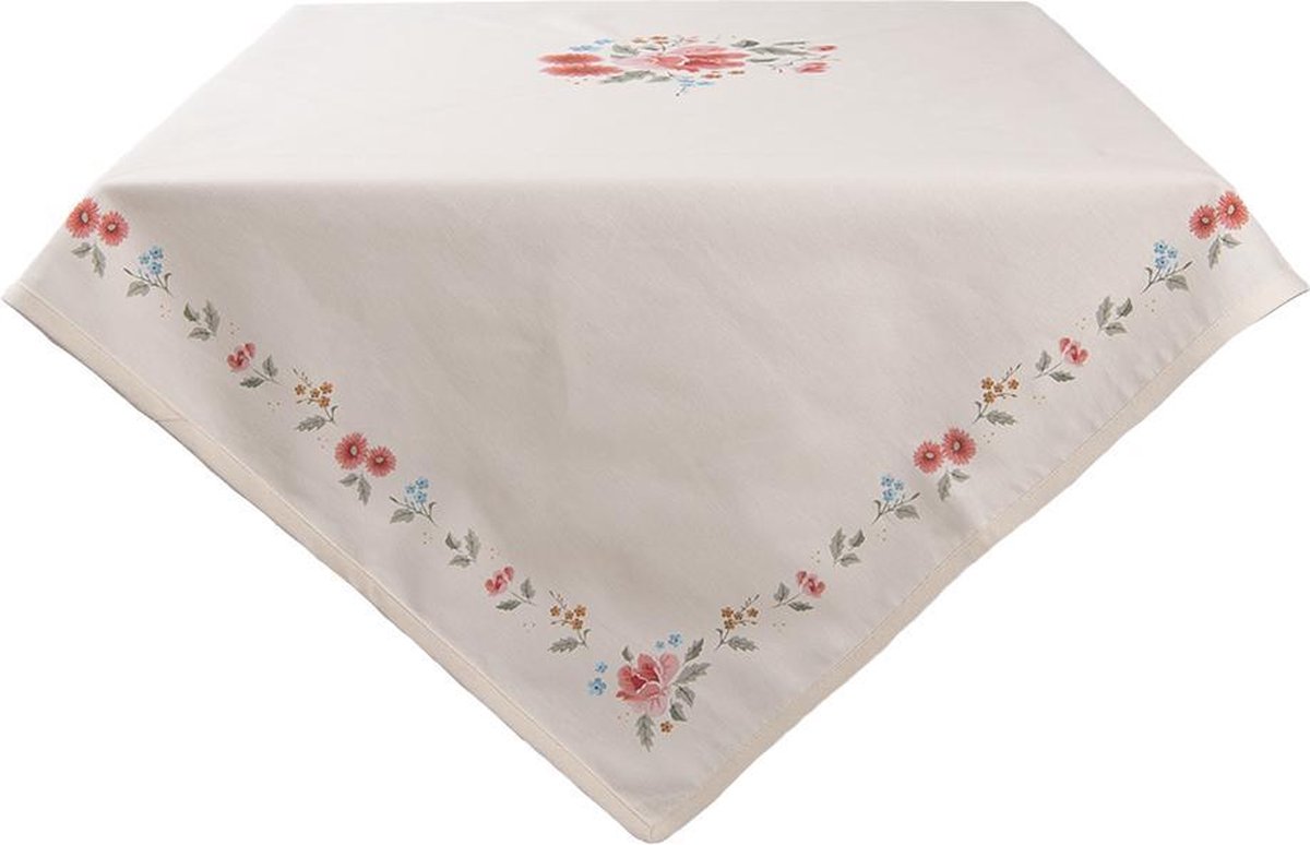 Clayre & Eef Tafelkleed 150x250 cm Beige Katoen Rozen