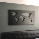 muurdecoratie metaal - Wereld kaart - Met warm wit led-verlichting