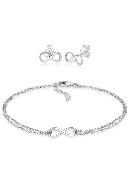 Elli Dames Sieraden Set Dames Infinity Symbol Stud Earrings Band Set Verstelbaar in 925 sterling zilver