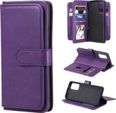 Voor Samsung Galaxy A82 5G Multifunctionele Magnetische Koperen Gesp Horizontale Flip Effen Kleur Lederen Case met 10 Kaartsleuven & Portemonnee & Houder & Fotolijst (Paars)