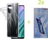 Oppo Reno 4 5G Hoesje Transparant TPU Silicone Soft Case + 2X Tempered Glass Screenprotector