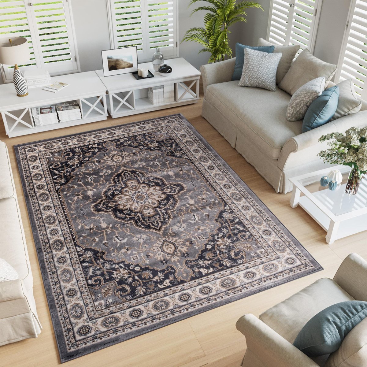 Tapiso Colorado Vloerkleed Grijs Modern Oosters Slaapkamer Tapijt Maat- 140x200