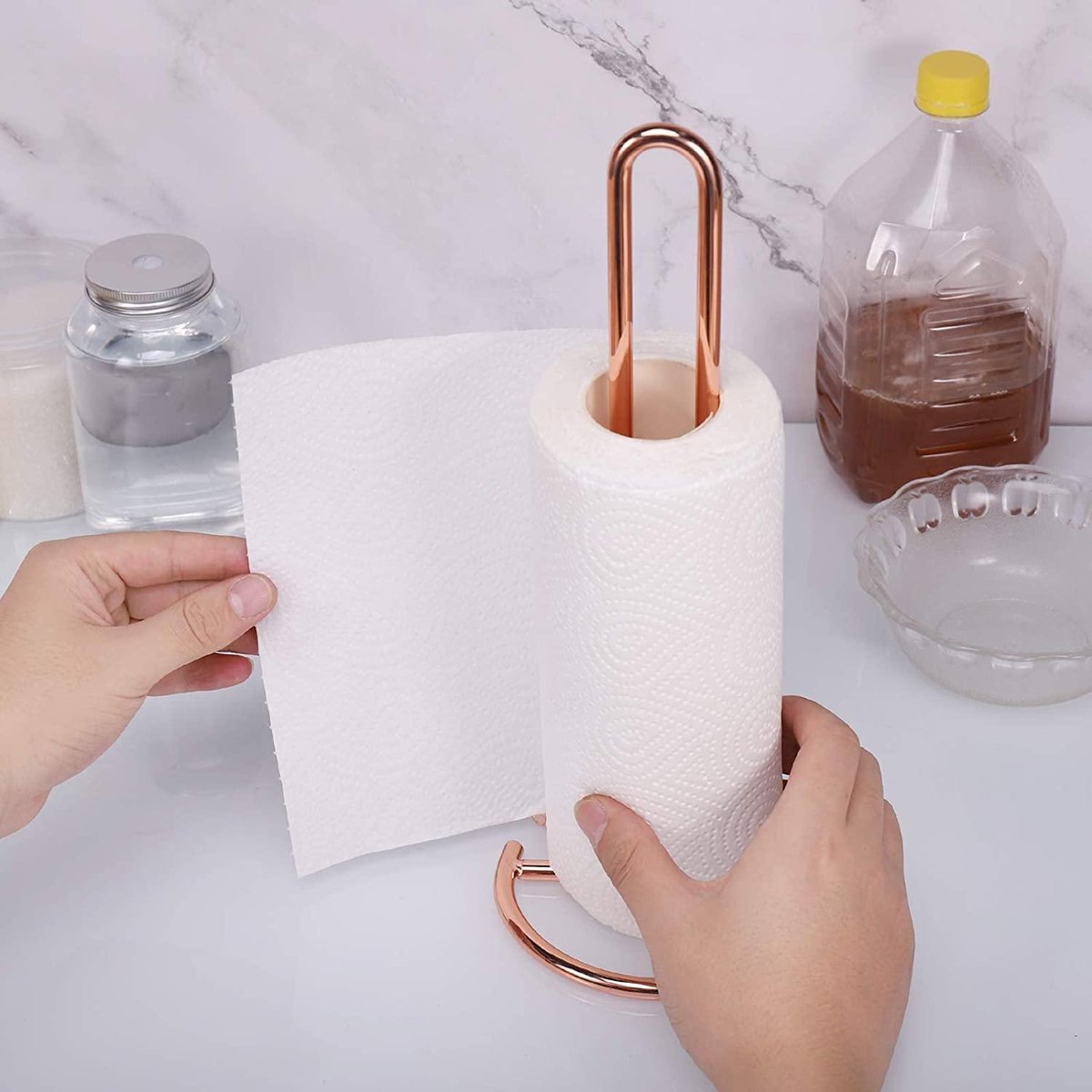 Toiletpapierhouder, toiletpapierdispenser van acryl, opslag van transparante doeken van 15 cm, onafhankelijke organizer voor 5 reserverollen