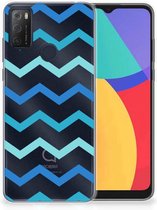 Telefoon Hoesje Alcatel 1S (2021) Siliconen Back Cover Zigzag Blauw