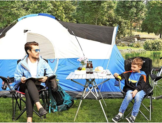 SONGMICS Campingstoel, set van 2, inklapbaar, comfortabel, klapstoel met robuust frame, belastbaar tot 150 kg, met flessenhouder, outdoor stoel, zwart GCB08BK, XL van Songmics — afbeelding 4