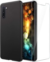 Silicone hoesje zwart met 2 Pack Tempered glas Screen Protector Geschikt voor : Huawei P30 Lite