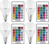 4 stuks Osram LED kogellamp E14 5.5W/RGBW incl. afstandsbediening