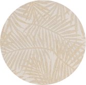 MixMamas Rond Tafelkleed Gecoat Jacquard - Ø 140 cm - Palm Leaves - Beige
