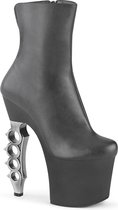 Pleaser Plateau Laarzen, Paaldans schoenen -36 Shoes- IRONGRIP-1042 Paaldans schoenen Zwart/Zilverkleurig