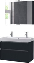 Bruynzeel Pinto badmeubelset 90x65.3x46cm met spiegelkast zijde zwart