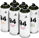 MTN 94 Infinite Green - donkergroene spuitverf - 6 stuks - 400ml lage druk en matte afwerking