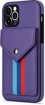 Hoesje geschikt voor iPhone 12 - Backcover - Patroon - Pasjeshouder - Portemonnee - Kunstleer - Paars