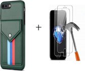 GSMNed – Leren telefoonhoes Groen – Luxe iPhone 7/8/SE hoesje – magneetsluiting – pasjeshouder – Portemonnee – Groen – met screenprotector