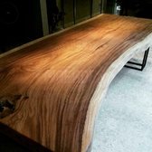 Luxe Suar Boomstamtafel - Eettafel - Boomstam - Tafelpoten Metaal Zwart X - 260x100cm