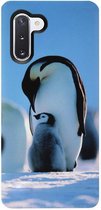 - ADEL Siliconen Back Cover Softcase Hoesje Geschikt voor Samsung Galaxy Note 10 Plus - Pinguin Blauw