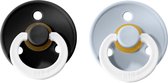 BIBS set van 2 Glow in the dark spenen / BLACK + BABY BLUE T1 / maat 1 - 0-6 maanden
